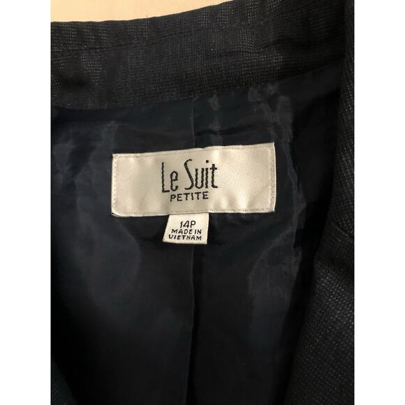 Le Suit Women Jacket 14P Mob Wife 3 Buttons Front Blue Office Siren Lined Lapel - Picture 7 of 10